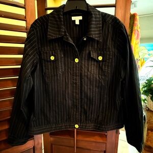 CHARTER CLUB GANSTA STRIPE TRUCKER JACKET, LARGE